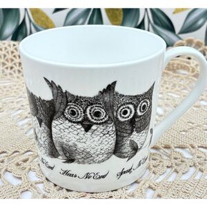 Rose of England Fine Bone China Mug OWLS See No Evil Hear No Evil Speak No Evil